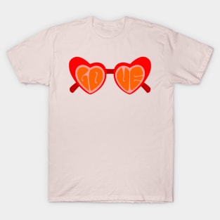 Retro 60s LOVE Heart Shaped Sunglasses T-Shirt